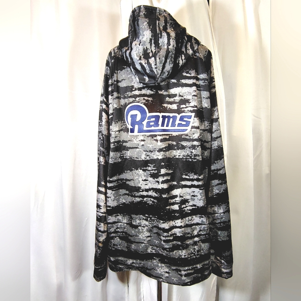 NFL Rams Hoodie, Men Zubaz Style: Gray/Black Camo, ZipUp, Logo, Hood, 2/3X - Picture 7 of 13